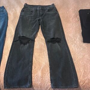 Trendy Ripped Black Denim Pants